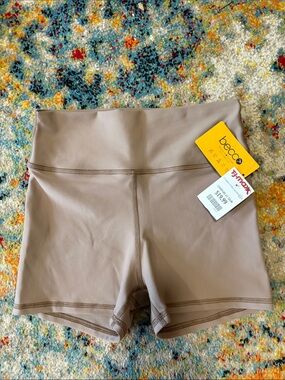 BECCA Neutral Taupe High-Waist Athletic Shorts